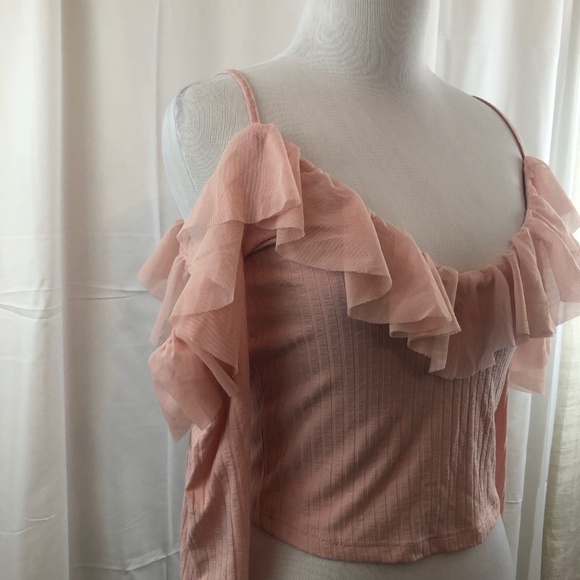 FOREVER21 Pink Ruffled Long Sleeve Blouse - Picture 2 of 7